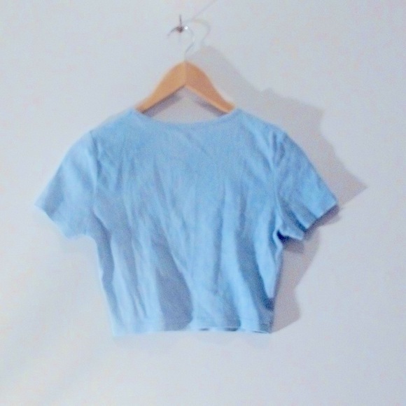 PLAYBOY Baby Blue Bunny Graphic Babydoll Crop Top T-Shirt fits XS and S - Picture 2 of 6